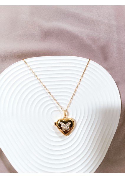 14K Altın Kaplama Çelik Kolye – Kalp ve Kelebek Figürlü Özel Tasarım fiyatları