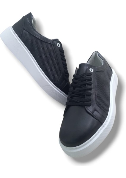 GE0065-2 Deri Antibakteriyel Eva Taban Yanlar Lazer Desen Koku Yapmayan Erkek Ayakkabı