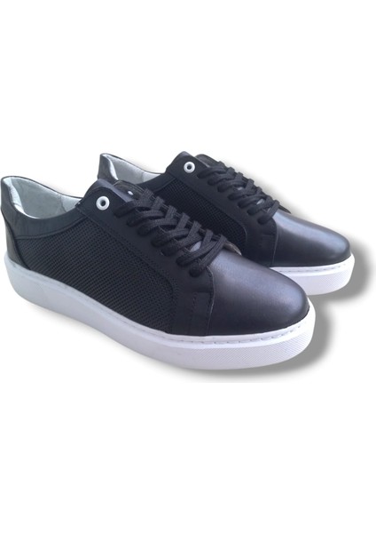 GE0065-2 Deri Antibakteriyel Eva Taban Yanlar Lazer Desen Koku Yapmayan Erkek Ayakkabı