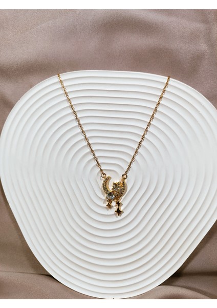 14K Altın Kaplama Çelik Kolye – Ay ve Yıldız Figürlü Özel Tasarım fiyatları