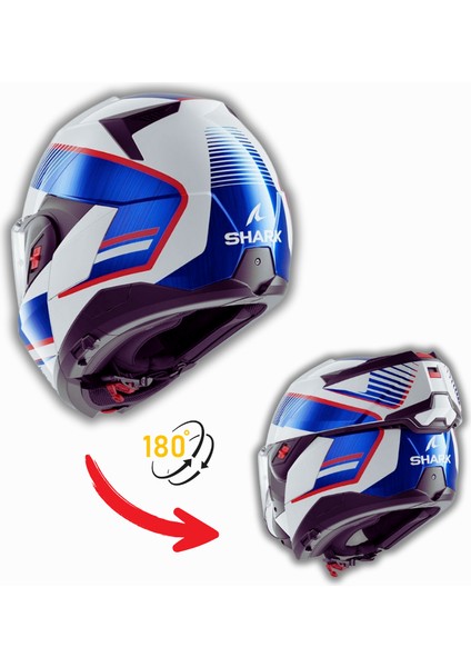 Oxo Sıkter Mavi Çeneden Açılır Kask (Dar Kalıp) (Ece 22.06)