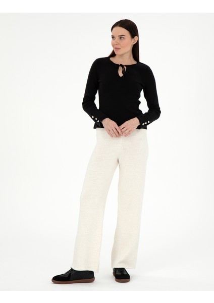 Kadın Siyah Slim Fit Kazak 50290555-VR046 fırsatları