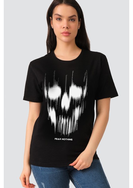 Matriks Kurukafa Siyah Kadın Tshirt
