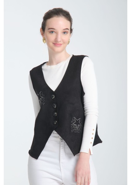 Scuba Suet V Yaka Siyah Yıldiz Taşli fiyatları