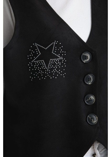 Scuba Suet V Yaka Siyah Yıldiz Taşli fırsatları