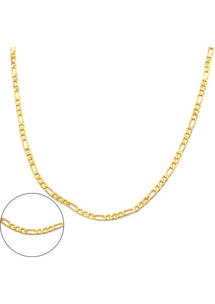 Altın Kaplama Figaro Unisex Zincir 2.5 mm 60 cm