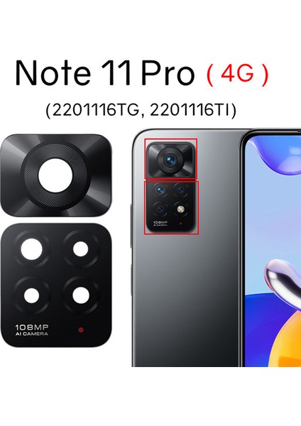 Xiaomi Redmi Note 11 Pro Arka Kamera Camı Lens Yapışkanlı
