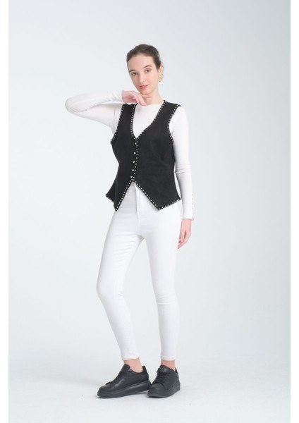 Scuba Suet V Yaka Siyah Taşli Yelek fiyatları