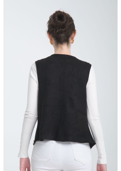 Scuba Suet V Yaka Siyah Taşli Yelek modelleri