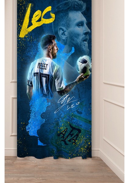 Lionel Messi Leo Messi Dünya Yıldızı Dijital Baskılı Tek Kanat Fon Perde