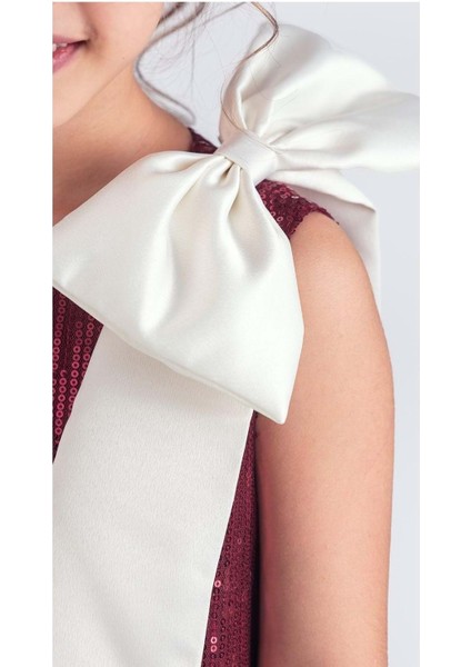 Yaka Fiyonk Pul Payet Kumaşlı Kız Çocuk Abiye Elbise M00702 indirimleri