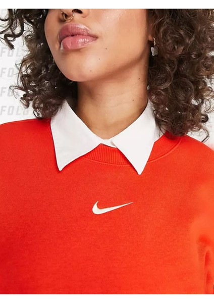 Mini Swoosh Oversized Sweatshirt In Red Pamuklu Kadın Sweatshirt