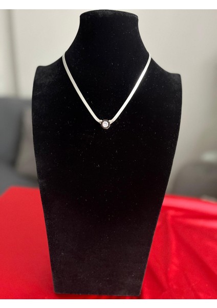 Ozzyshoptr Çelik Gold Renk İtalyan Zincir Zirkon Taşlı Mineli Serenay Kolyesi