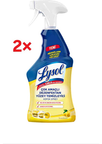 Çok Amaçlı Dezenfektan Yüzey Temizleyici Köpük Sprey 750 ml ×2 Adet