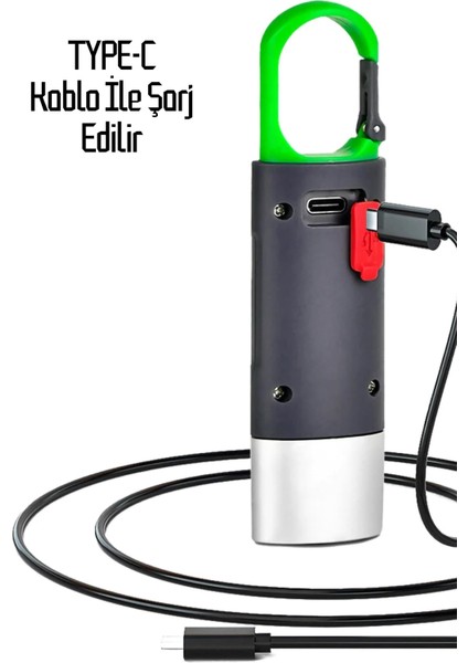 4 Modlu Şarjlı El Feneri Cob LED USB Kamp Outdoor Avcılık Lambası Kancalı 400 Lümen 3W