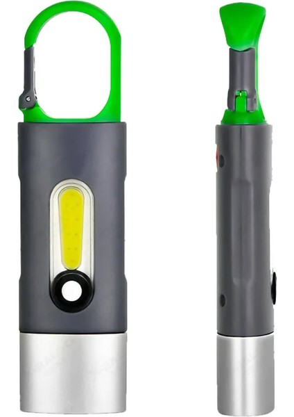 4 Modlu Şarjlı El Feneri Cob LED USB Kamp Outdoor Avcılık Lambası Kancalı 400 Lümen 3W