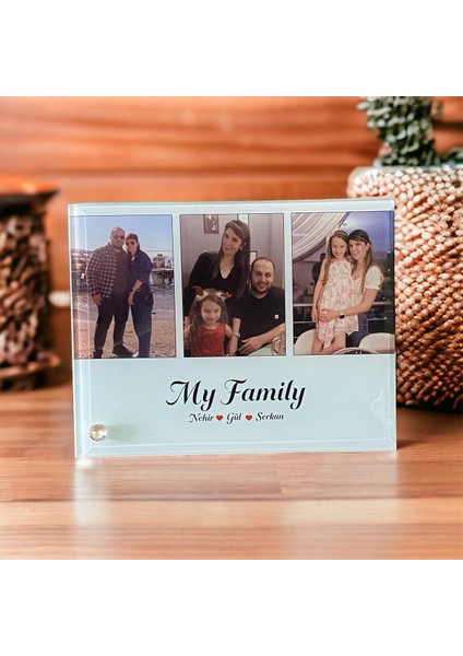 My Family 3 Fotoğraflı Cam Çerçeve