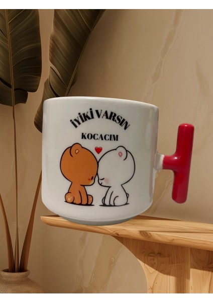 "iyiki Varsın Kocacım"çift Taraf Yazılı Kupa Bardak (Kırmızı T) fiyatları