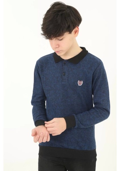 Çocuk Selanik Yaka Nakışlı Kazak - Lacivert modelleri