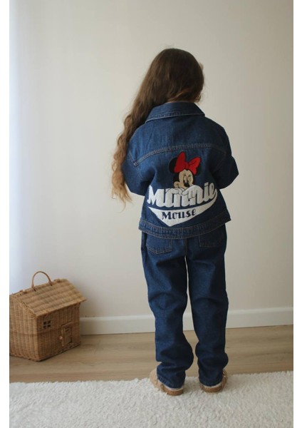 Kız Çocuk Minnie Mouse Kot Ceket ve Pantalon Takım modelleri