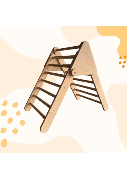 Katlanabilir Pikler Üçgeni (Ham & Naturel) | Montessori Ahşap Tırmanma Merdiveni | Eğitici Aktivite Oyuncağı