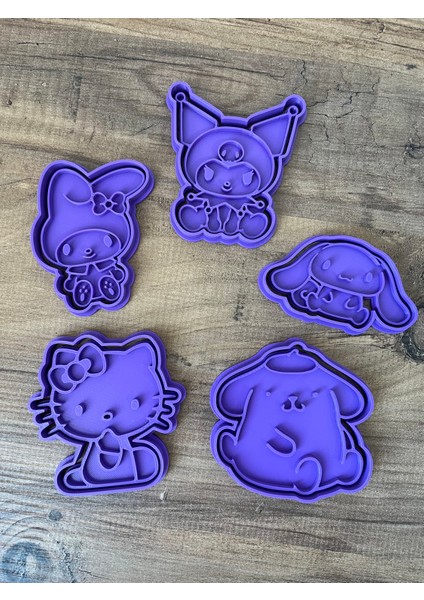Hello Kitty Kurabiye Kalıbı ve Damga - 5'li Set