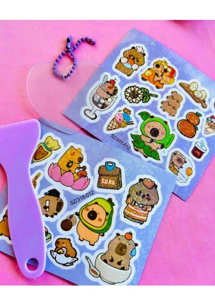 Capybara Sticker Seti Anahtarlık Hediyeli 1 Adet