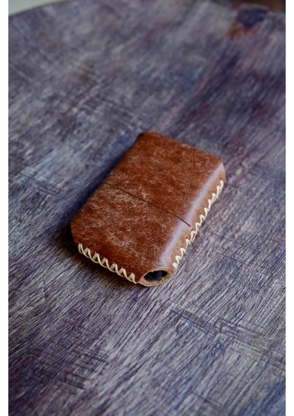 Hakiki Deri Kılıflı Zippo Benzinli Çakmak ,tamamen El Işi Üretim Kahve Renkli fiyatları