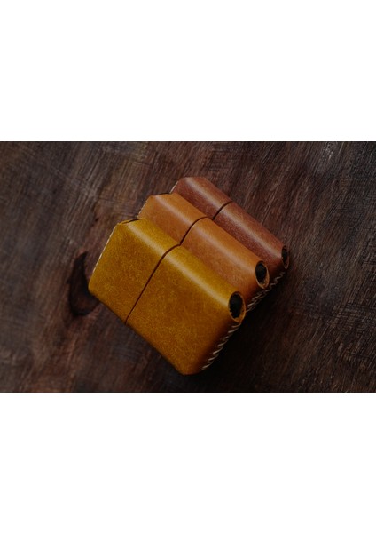 Hakiki Deri Kılıflı Zippo Benzinli Çakmak ,tamamen El Işi Üretim Kahve Renkli indirimleri