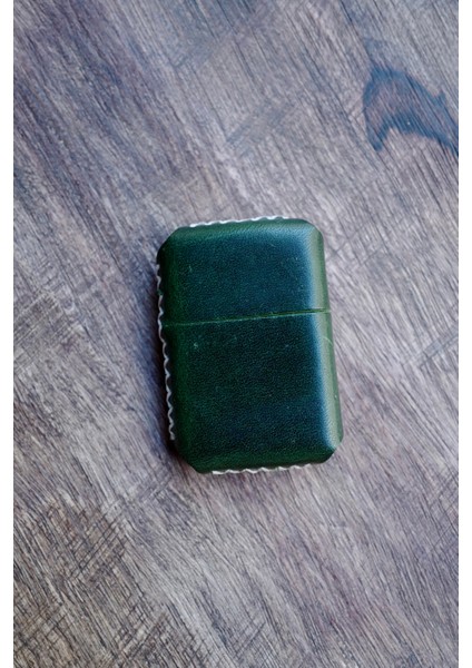 Hakiki Deri Kılıflı Zippo Benzinli Çakmak ,tamamen El Işi Üretim Haki Renkli fırsatları