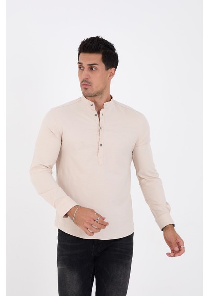 Jack Carısma Yarım Pat Hakim Yaka Pamuklu Likralı Gömlek fırsatları