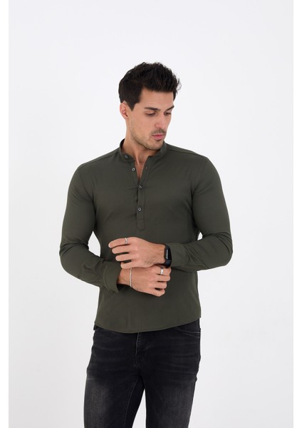 Jack Carısma Yarım Pat Hakim Yaka Pamuklu Likralı Gömlek modelleri