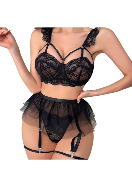 Kadın Siyah Tül Etekli, Göğüs Balenli Kostüm fiyatları