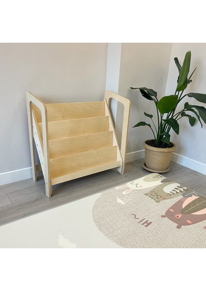 Montessori Kitaplık, Çocuk Odası Kitaplığı, Ahşap Naturel