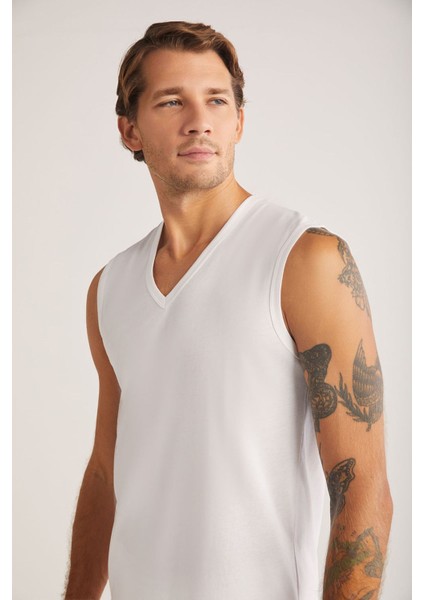 Iç Giyim 2'li Kom Nobre V Yakalı Pamuklu Basic Erkek Atlet fiyatları