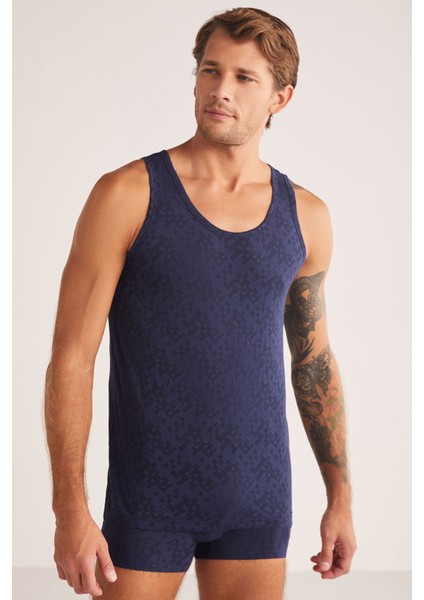 Iç Giyim 2'li Kom Primo Jakar Desenli Erkek Atlet