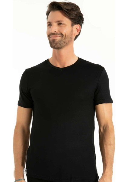 Iç Giyim Bambu Kumaş V Yaka Kısa Kol Erkek Atlet (3 Adet)