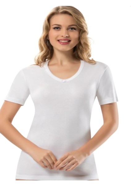 Iç Giyim Erdem Kadın Beyaz Ribana Kaşkorse Kollu Atlet