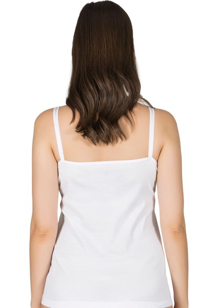 6'lı Paket Kadın Ribana Pamuklu Güpürlü Esnek Rahat Ince Askılı Atlet