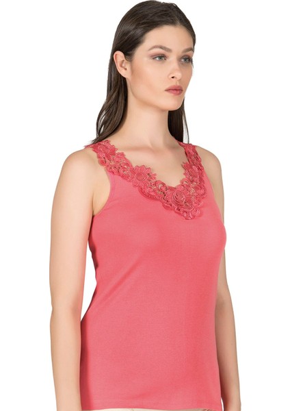 Kadın Pamuklu Ribana Dantelli Güpürlü Manolya Atlet fırsatları