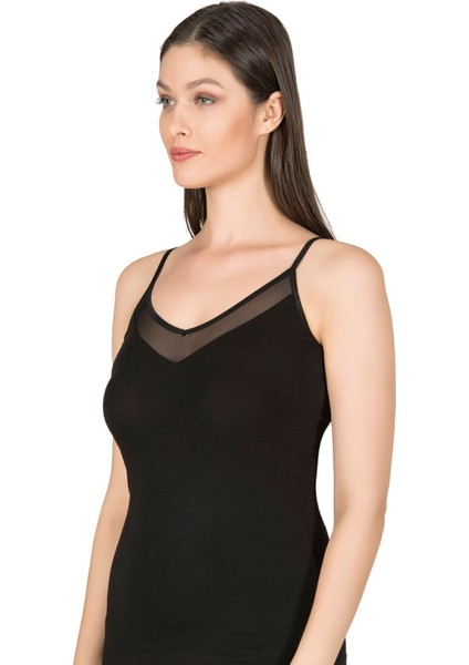 Kadın Pamuklu Modal Tül Detaylı Ince Askılı Atlet modelleri