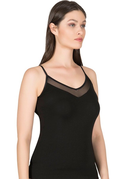 Kadın Pamuklu Modal Tül Detaylı Ince Askılı Atlet fırsatları