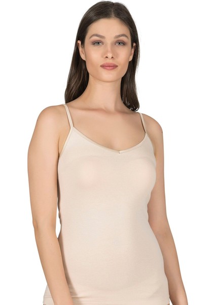 Kadın Pamuklu Modal Esnek Rahat Saten Biyeli Ince Askılı Atlet