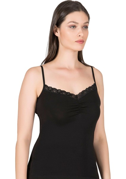 Önü Büzgülü Dantelli Likralı Pamuklu Ip Askılı Kadın Penye Atlet fırsatları