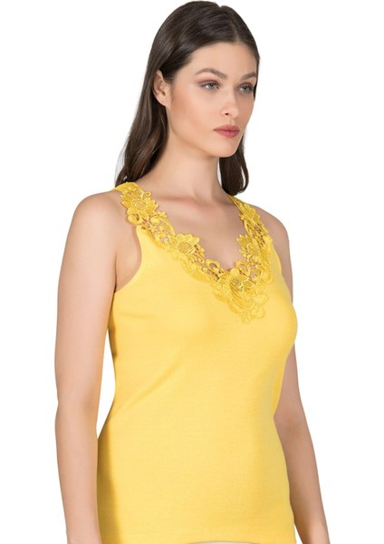 Kadın Pamuklu Ribana Dantelli Güpürlü Manolya Atlet fırsatları