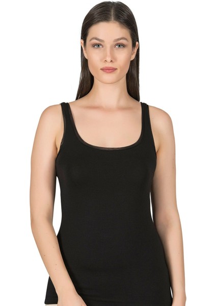 Kadın Pamuklu Modal Likralı Tül Biyeli Kalın Askılı Atlet