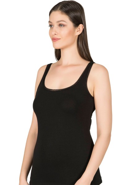 Kadın Pamuklu Modal Likralı Tül Biyeli Kalın Askılı Atlet modelleri