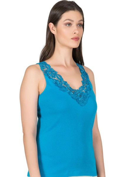 Kadın Pamuklu Ribana Dantelli Güpürlü Manolya Atlet fırsatları