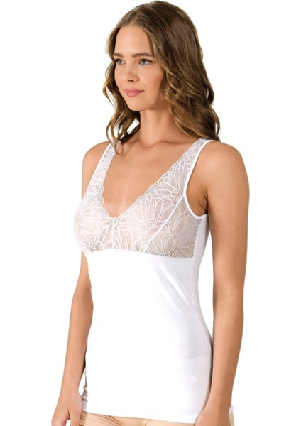 Kadın Pamuklu Likralı Dantelli Kalın Askılı Süprem Atlet modelleri