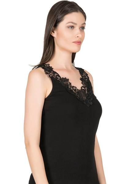 Kadın Pamuklu Ribana Dantelli Güpürlü Manolya Atlet fırsatları